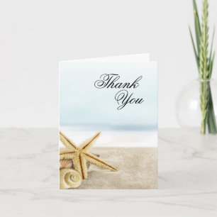 Sandy Beach Starfish Seashells Thank You Card