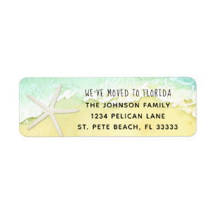 Sandy Beach Starfish We Moved Return Address Return Address Label