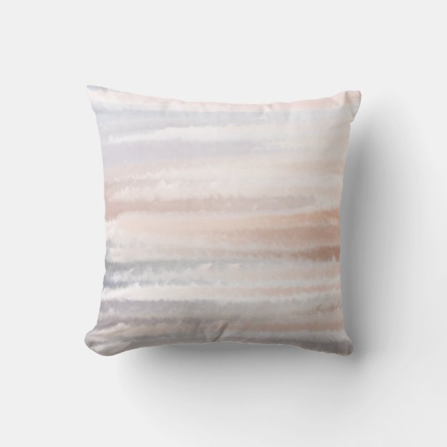 Sandy Beach Summer Tan Abstract Watercolor Cushion (Front)