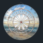 Sandy Beach Sunrise Family Name Beach House Dartboard<br><div class="desc">Sandy Beach Sunrise Family Name Beach House</div>