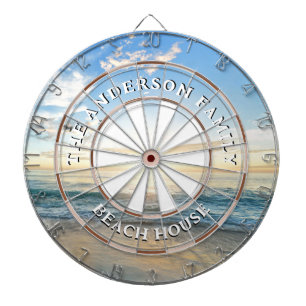 Sandy Beach Sunrise Family Name Beach House Dartboard