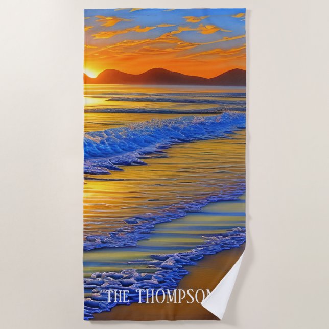 Sandy Beach Sunset Towel (Front)