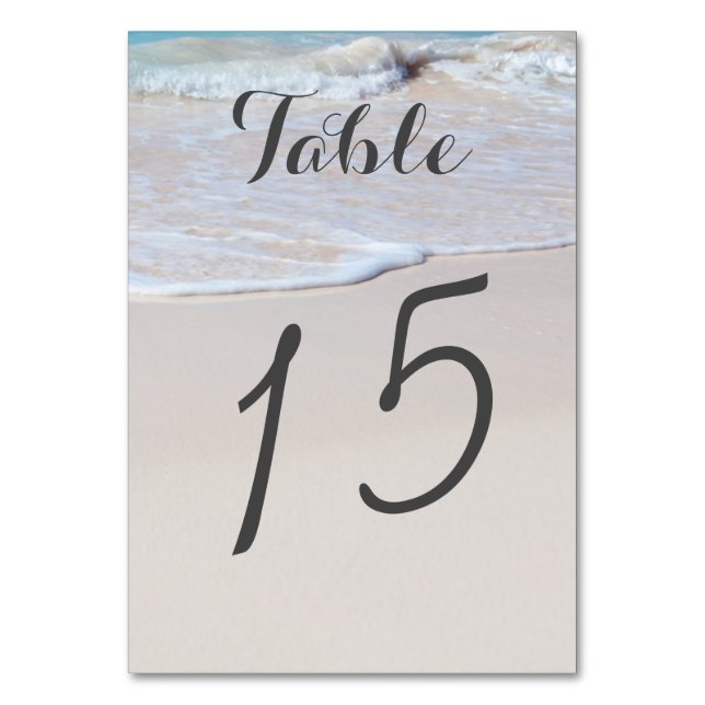 Sandy Beach Tall Table Number Cards (Front)