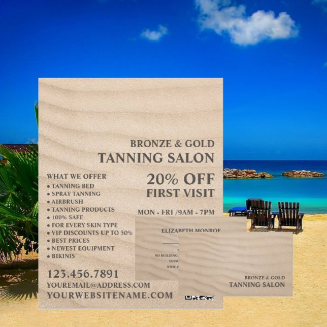 Sandy Beach, Tanning Salon Business Card (Creator Uploaded)