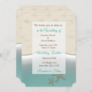 Sandy Beach Themed Photo Wedding Invites