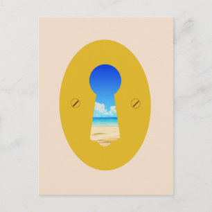 Sandy Beach through Keyhole Postcard