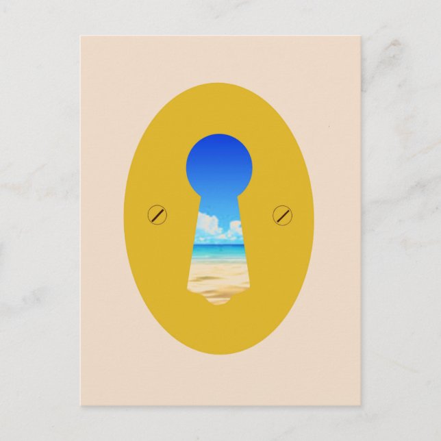 Sandy Beach through Keyhole Postcard (Front)