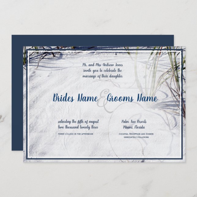 Sandy Beach Updated 2 Wedding Invitation (Front/Back)