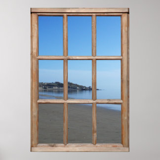 Sandy Beach View from a Window Poster
