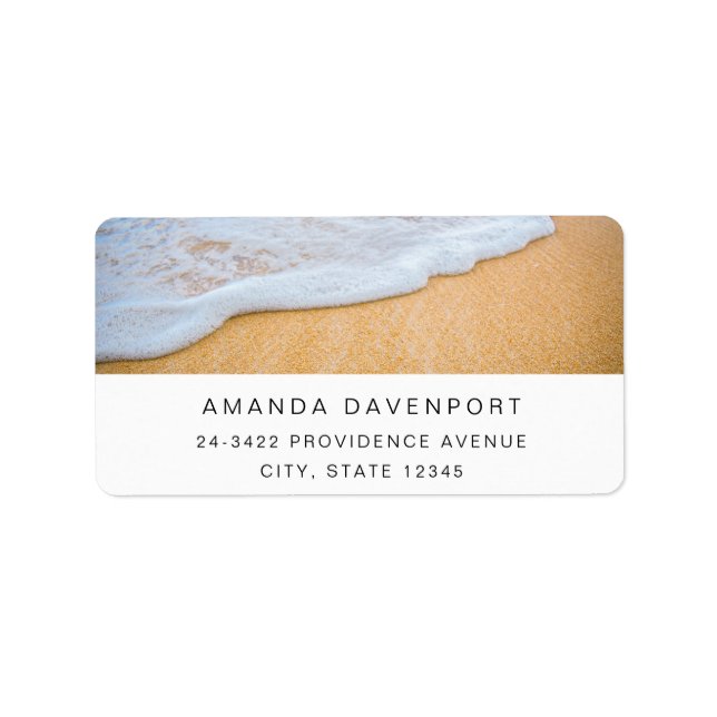 Sandy Beach with Foamy Surf Address Label (Front)