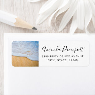 Sandy Beach with Foamy Surf Address Return Address Label