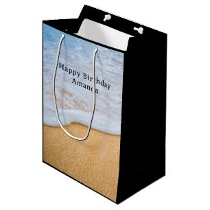 Sandy Beach with Foamy Surf Birthday Medium Gift Bag