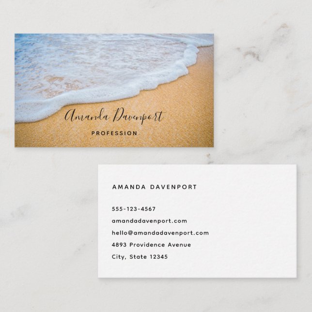 Sandy Beach with Foamy Surf Business Card (Front/Back)