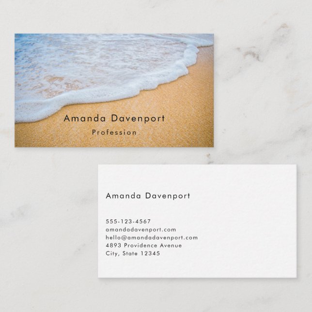 Sandy Beach with Foamy Surf Business Card (Front/Back)
