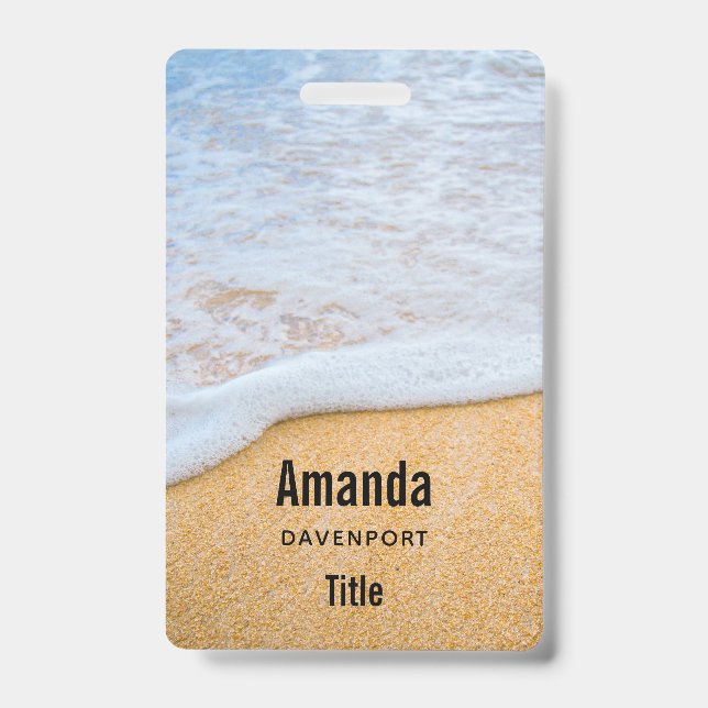 Sandy Beach with Foamy Surf ID Badge (Front)