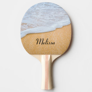 Sandy Beach with Foamy Surf Ping Pong Paddle