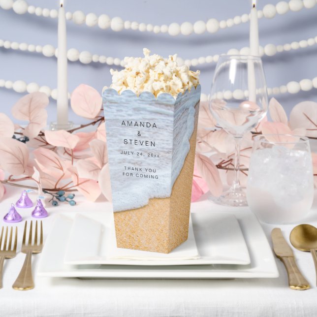 Sandy Beach with Foamy Surf Wedding Thank You Favour Box (Wedding)