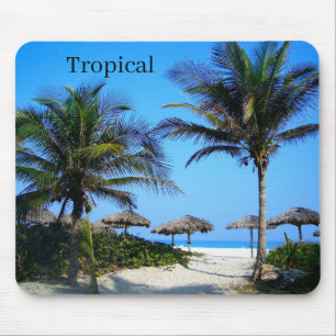 Sandy Beach With Palm Trees and An Ocean View Mous Mouse Pad