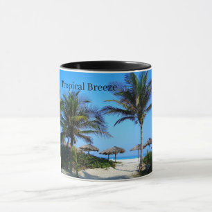 Sandy Beach With Palm Trees and An Ocean View Mug