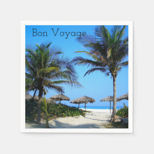 Sandy Beach With Palm Trees and An Ocean View Napk Napkin