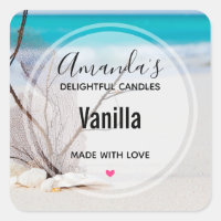 Sandy Beach with White Seashells Candle Business