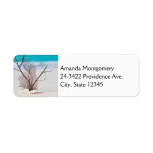 Sandy Beach with White Seashells Return Address Label