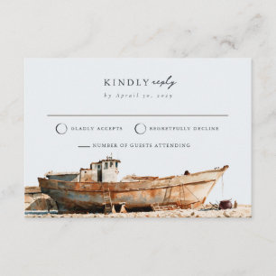 Sandy Beige Adriatic Boat Mail Back RSVP Card 