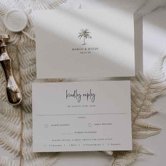 Sandy Beige Beach Wedding Meal Choice RSVP Card (Creator Uploaded)