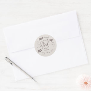 Sandy Beige Quirky Doodle Graduation Party Favour Classic Round Sticker