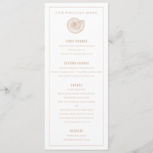 Sandy Beige Sea Shell Wedding Dinner Menu