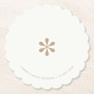 Sandy Beige Simple Chic Couple Paper Coaster
