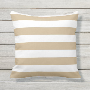 Sandy Brown Nautical Stripes Outdoor Pillows