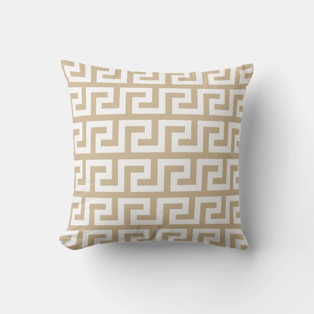 Sandy Brown Outdoor Pillows Greek Pattern (Front)