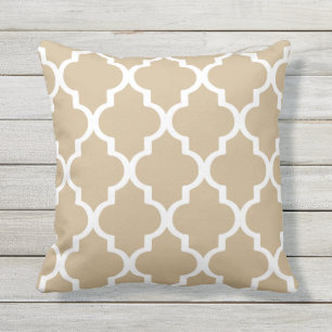 Sandy Brown Outdoor Pillows Quatrefoil Lattice