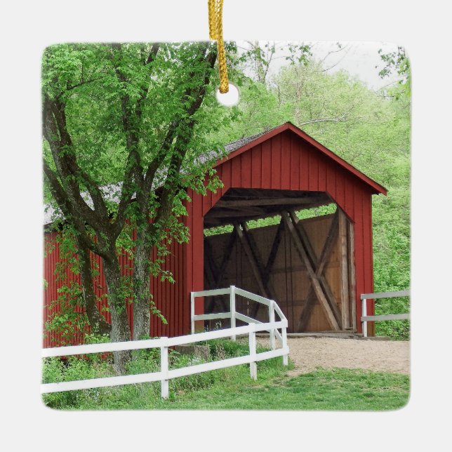 Sandy Creek Covered Bridge Ceramic Ornament (Front)