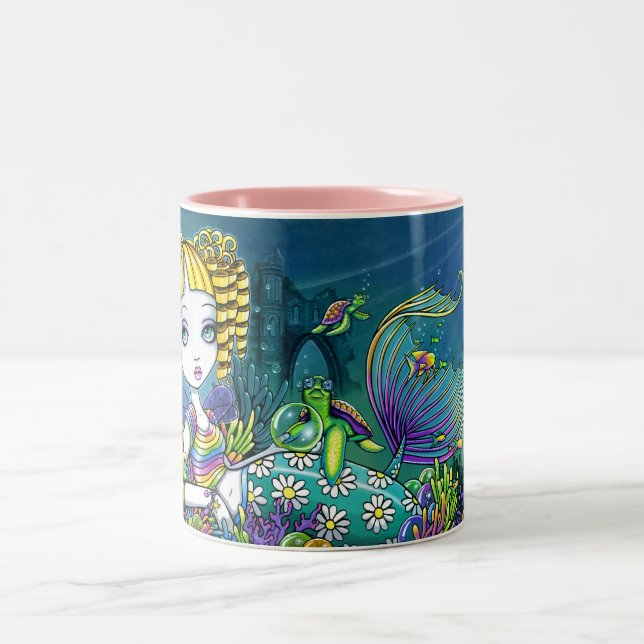 "Sandy" Cute Rainbow Fairy Mermaid Art Mug (Center)