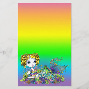 "Sandy" Cute Rainbow Fairy Mermaid Art Stationery
