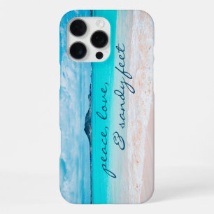 “Sandy Feet” Quote Blue Ocean & Sandy Beach Photo iPhone Case