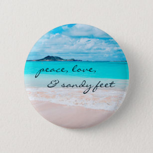 “Sandy feet” turquoise ocean and sandy beach photo 6 Cm Round Badge