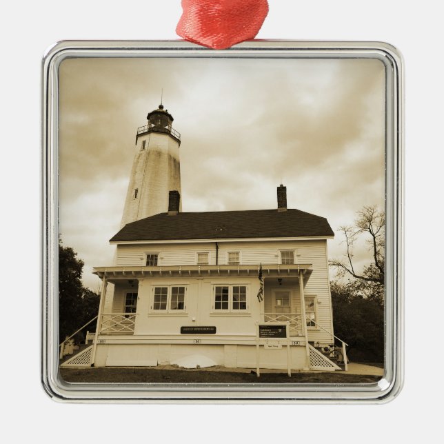 Sandy Hook Lighthouse Metal Tree Decoration (Front)
