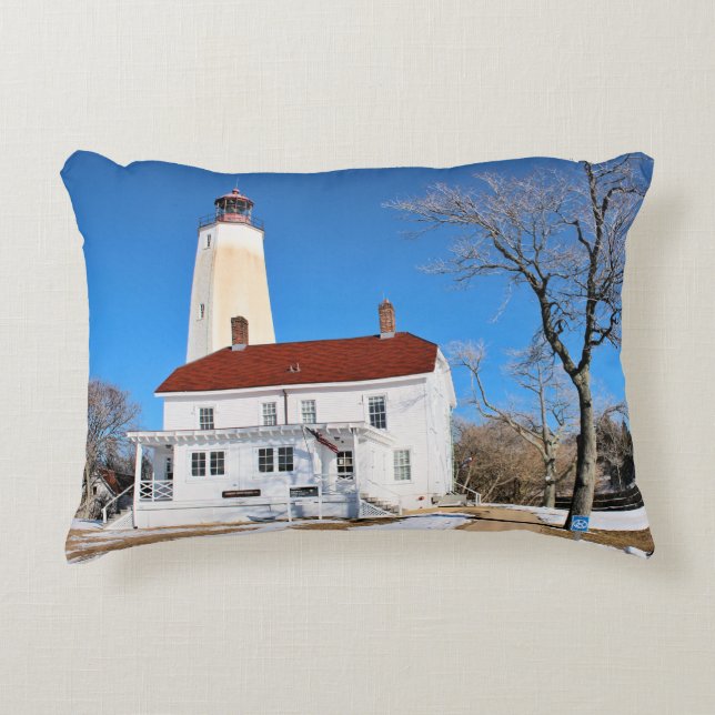 Sandy Hook Lighthouse, New Jersey Accent Pillow (Front)