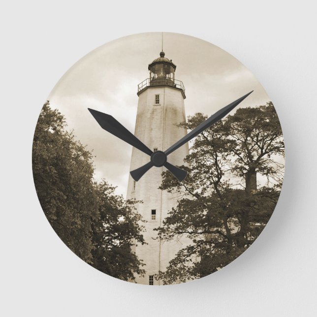 Sandy Hook Lighthouse Round Clock (Front)