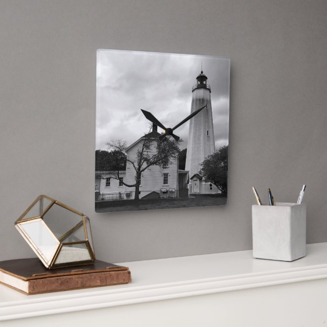 Sandy Hook Lighthouse Square Wall Clock (Office)