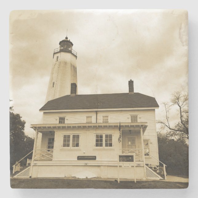 Sandy Hook Lighthouse Stone Coaster (Front)