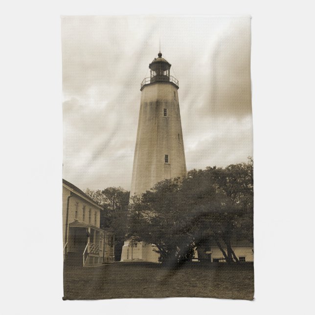 Sandy Hook Lighthouse Tea Towel (Vertical)