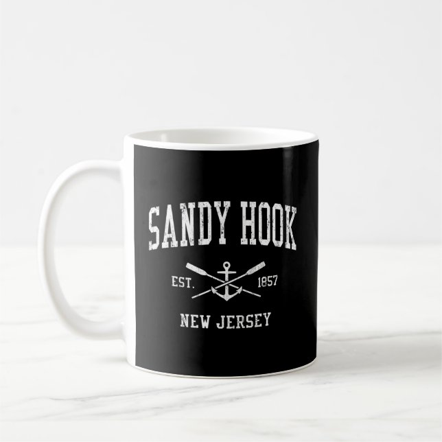 Sandy Hook Nj Crossed Oars Boat Anchor Sports Coffee Mug (Left)