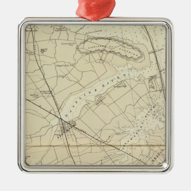 Sandy Hook to Shark River Coast Chart Map Metal Ornament (Front)
