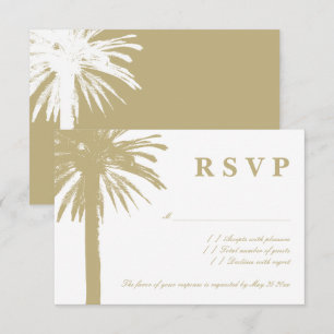Sandy palm tree RSVP beach wedding response cards
