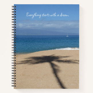 Sandy Palm Tree Shadow Photo Large Spiral Notebook