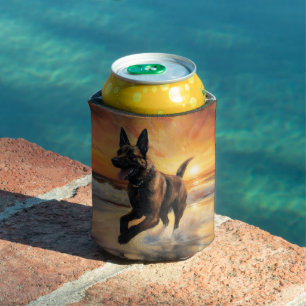 Sandy Paws Belgian Malinois Dog on Beach Sunset  Can Cooler